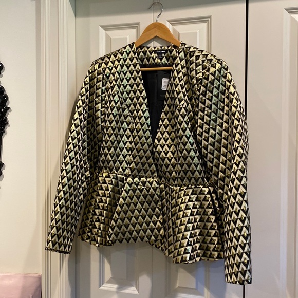 Fashion Nova Figure it out Jacquard geometric print blazer peplum - Picture 1 of 10